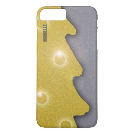 ゴールデンクリスマスツリーオングレーと文字 Case-Mate iPhoneケース (裏面)