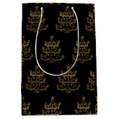 ゴールデンクリスマスツリーオンブラック抱き枕 ミディアムペーパーバッグ (正面)