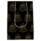 ゴールデンクリスマスツリーオンブラック抱き枕 ミディアムペーパーバッグ (裏面)