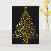 ゴールデンクリスマスツリーグリーティングカード カード (黄色い花)