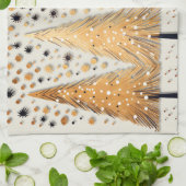 ゴールデンクリスマスツリーシャイニースノーフレークの休日 キッチンタオル (折り畳み)