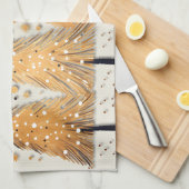 ゴールデンクリスマスツリーシャイニースノーフレークの休日 キッチンタオル (四つ折り)