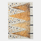 ゴールデンクリスマスツリーシャイニースノーフレークの休日 キッチンタオル (縦)