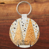 ゴールデンクリスマスツリーシャイニースノーフレークの休日 キーホルダー (正面)