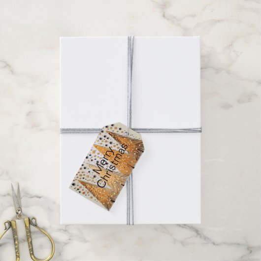 ゴールデンクリスマスツリーシャイニースノーフレークの休日 ギフトタグ (より糸付き)