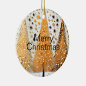 ゴールデンクリスマスツリーシャイニースノーフレークの休日 セラミックオーナメント (右)