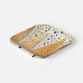 ゴールデンクリスマスツリーシャイニースノーフレークの休日 ペーパープレート (傾斜あり)