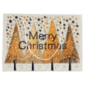 ゴールデンクリスマスツリーシャイニースノーフレークの休日 ラージペーパーバッグ (裏面)