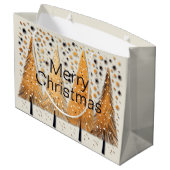 ゴールデンクリスマスツリーシャイニースノーフレークの休日 ラージペーパーバッグ (裏面アングル)