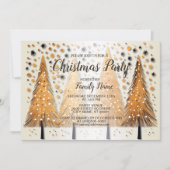 ゴールデンクリスマスツリーシャイニースノーフレークの休日 招待状 (正面)
