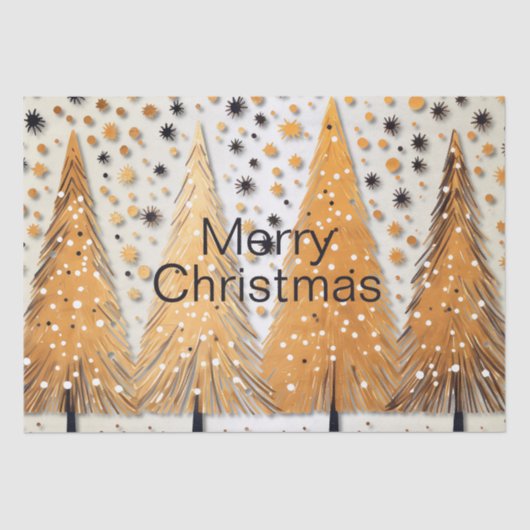 ゴールデンクリスマスツリーシャイニースノーフレークの休日 薄葉紙 (正面)