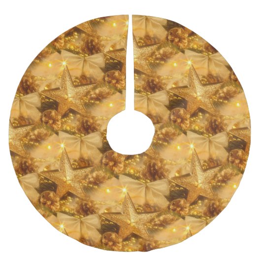 ゴールデンクリスマスツリースカート ブラッシュドポリエステルツリースカート (正面)