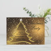 ゴールデンクリスマスツリーススパークル金ゴールドホリデーズパーティー 招待状 (スタンド正面)
