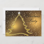 ゴールデンクリスマスツリーススパークル金ゴールドホリデーズパーティー 招待状 (裏面)
