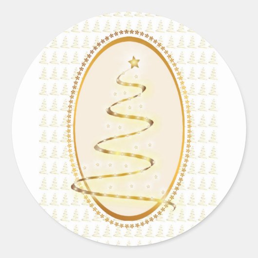 ゴールデンクリスマスツリーステッカー ラウンドシール (正面)