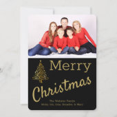 ゴールデンクリスマスツリーフォトカード 招待状 (正面)