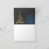 ゴールデンクリスマスツリー付きブルークリスマステーマ カード (内部)