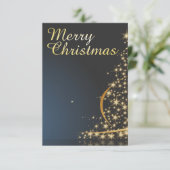 ゴールデンクリスマスツリー付きブルークリスマステーマ 招待状 (スタンド正面)