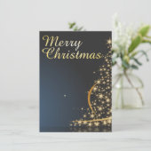 ゴールデンクリスマスツリー付きブルークリスマステーマ 招待状 (スタンド正面)