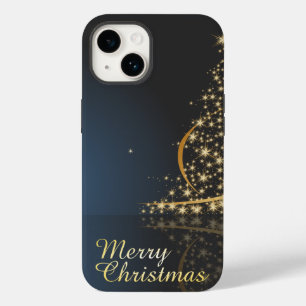 ゴールデンクリスマスツリー付きブルークリスマステーマ Case-Mate iPhone 14ケース