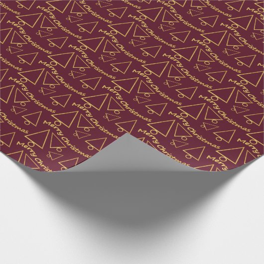 ゴールデンクリスマスツリー幾何学模様 ラッピングペーパー (角)