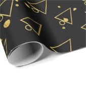 ゴールデンクリスマスツリー幾何学模様 ラッピングペーパー (ロールコーナー)