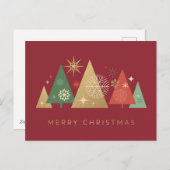 ゴールデンクリスマスツリー – エレガントフェスティバルの願い シーズンポストカード (正面/裏面)