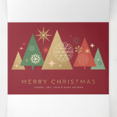 ゴールデンクリスマスツリー – エレガントフェスティバルの願い 三つ折りクリスマスカード (内部中)