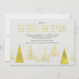 ゴールデンクリスマスツリー – クリスマスパーティの招待状 招待状
