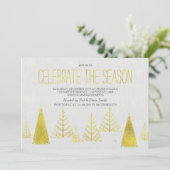 ゴールデンクリスマスツリー – クリスマスパーティの招待状 招待状 (スタンド正面)