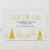 ゴールデンクリスマスツリー – クリスマスパーティの招待状 招待状 (正面/裏面)