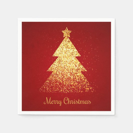 ゴールデンクリスマスツリー スタンダードカクテルナプキン (正面)