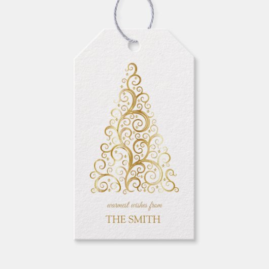 ゴールデンクリスマスツリー、メリークリスマス ギフトタグ (正面)