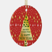 ゴールデンクリスマスツリー – 赤い風景 セラミックオーナメント (右)