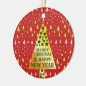 ゴールデンクリスマスツリー – 赤い風景 セラミックオーナメント (左)