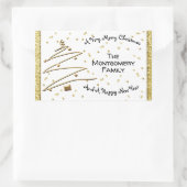 ゴールデンクリスマスツリー 長方形シール (バッグ)