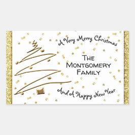 ゴールデンクリスマスツリー 長方形シール