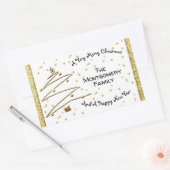 ゴールデンクリスマスツリー 長方形シール (封筒)