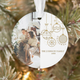 ゴールデンクリスマスデコレーションボールフォトオーナメント オーナメント