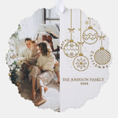 ゴールデンクリスマスデコレーションボール写真 オーナメントカード (裏面)