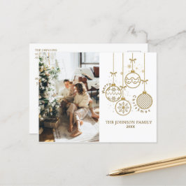 ゴールデンクリスマスデコレーションボール写真 シーズンポストカード