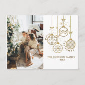 ゴールデンクリスマスデコレーションボール写真 シーズンポストカード (正面)