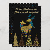 ゴールデンクリスマストナカイのカップル松の木黒 シーズンカード (正面/裏面)