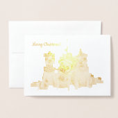 ゴールデンクリスマスドッグズバイツリーハガキ 箔カード (封筒付き正面)