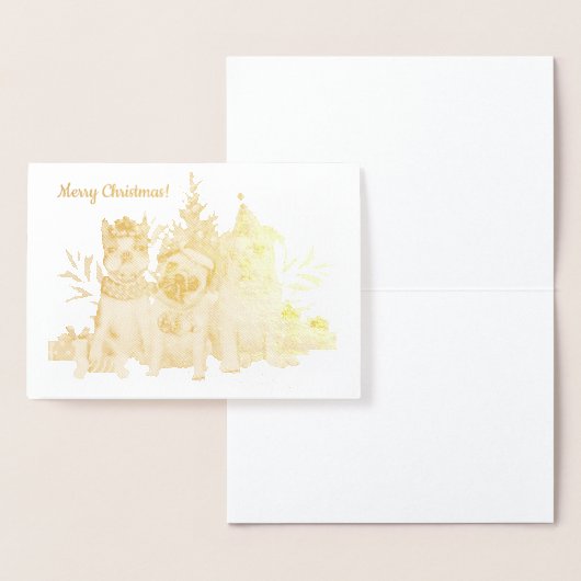 ゴールデンクリスマスドッグズバイツリーハガキ 箔カード (ディスプレー)