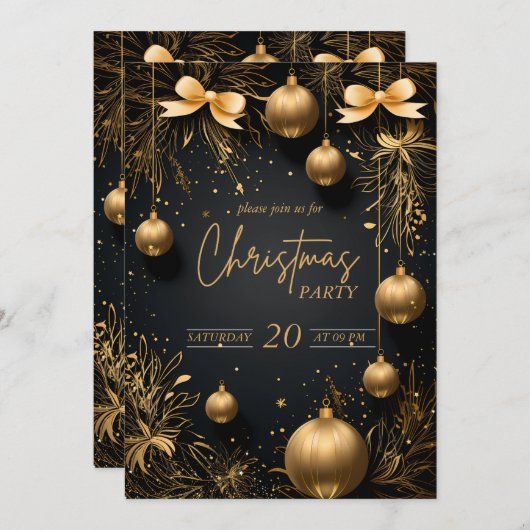 ゴールデンクリスマスパーティーエクストラバンザ招待状 招待状 (正面/裏面)
