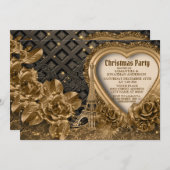 ゴールデンクリスマスパーティー美エレガントしい 招待状 (正面/裏面)