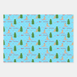 ゴールデンクリスマスビーチデイギフトラップセット3 ラッピングペーパーシート