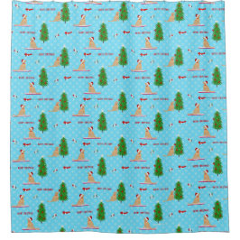 ゴールデンクリスマスビーチデイシャワーカーテン シャワーカーテン