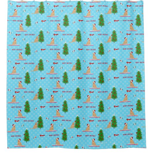 ゴールデンクリスマスビーチデイシャワーカーテン シャワーカーテン (正面)